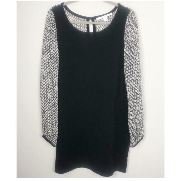 DIANE VON FURSTENBERG WOOL AND SILK BLACK DRESS SZ L - Picture 1 of 11